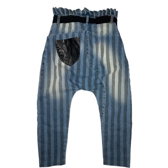 One Teaspoon Drop Crotch Jeans with Fringe Belt and Leather Pocket - Picture 3 of 15